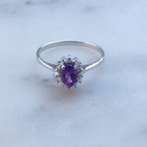 Genuine Diamond Amethyst Ring